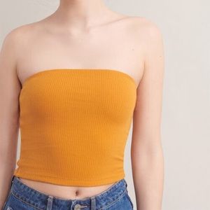 Garage Yellow Ribbed Tube Top